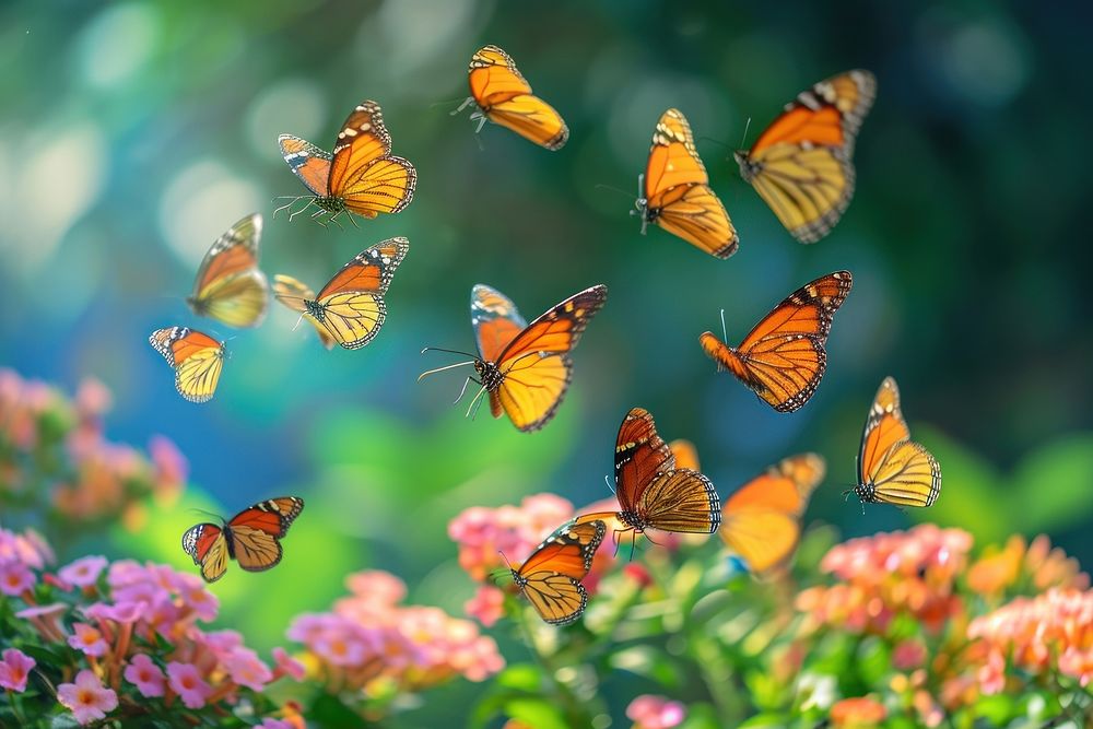 Group of butterfly outdoors nature animal. AI generated Image by rawpixel.