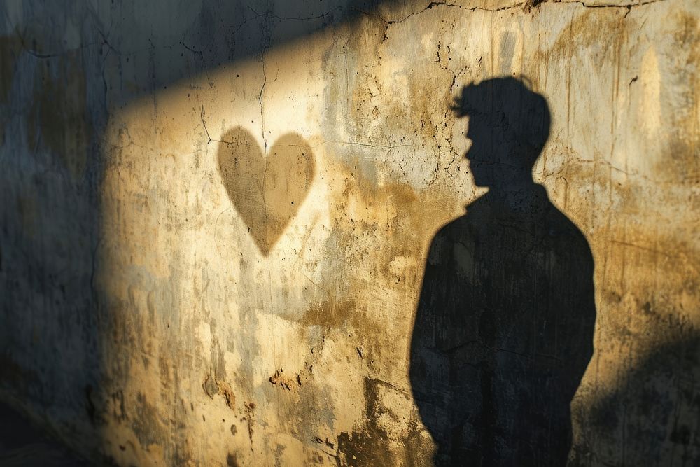  Shadow in heart shape wall architecture silhouette. AI generated Image by rawpixel.