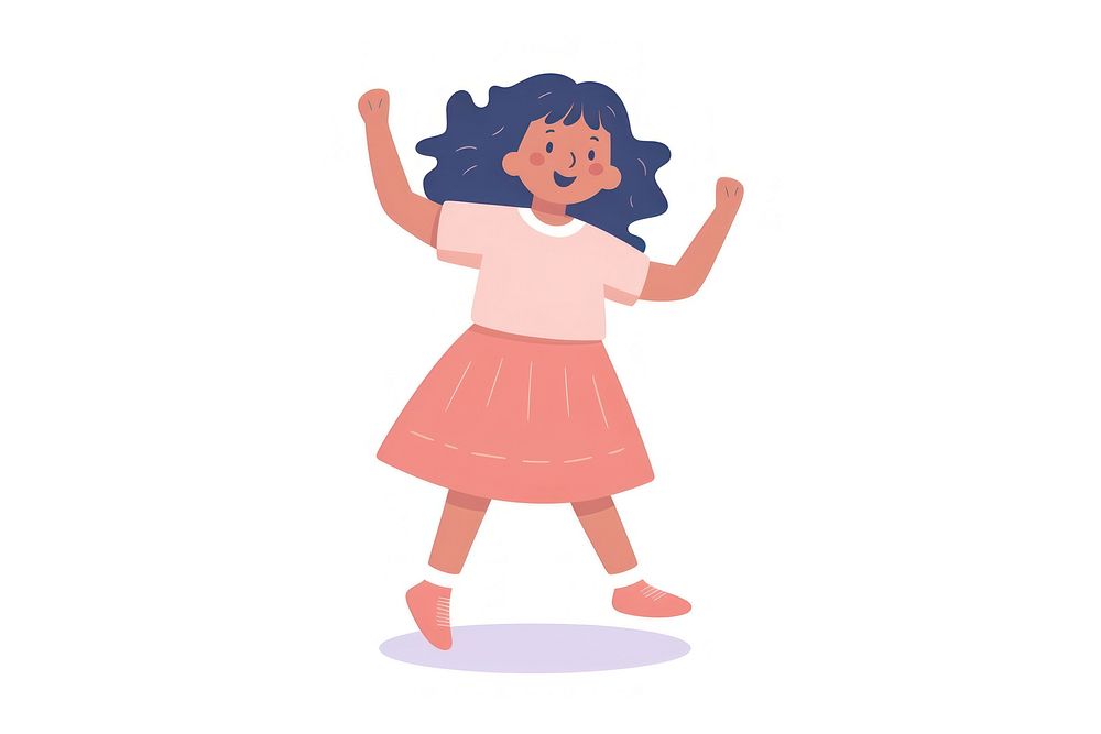  A girl dancing cartoon white background recreation. AI generated Image by rawpixel.