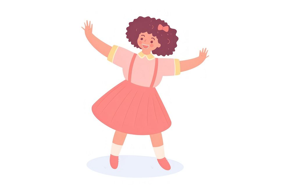  A girl dancing cartoon white background performance. AI generated Image by rawpixel.