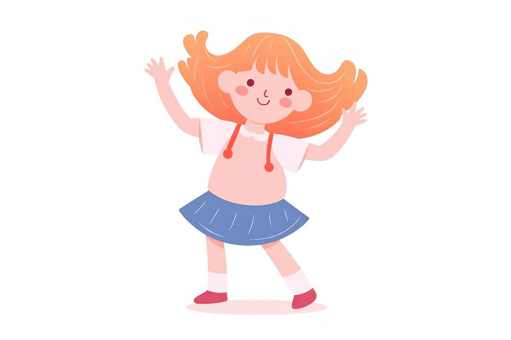  A girl dancing drawing cartoon cute. AI generated Image by rawpixel.