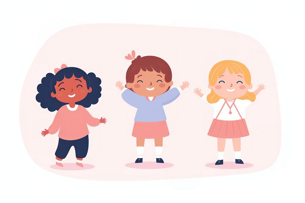  Diversity kids happy together cartoon drawing child. AI generated Image by rawpixel.