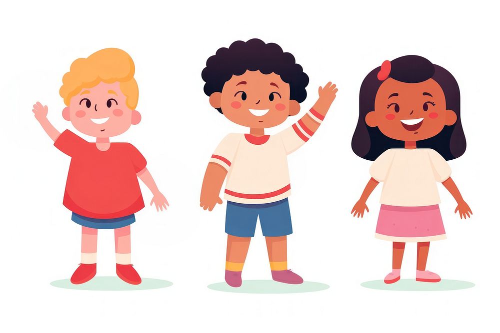  Diversity happy 3 kids cartoon drawing child. AI generated Image by rawpixel.