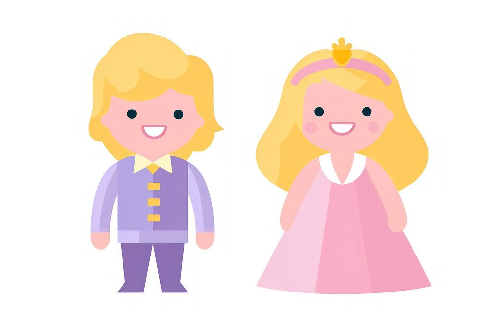  Prince and princess cartoon cute doll. AI generated Image by rawpixel.