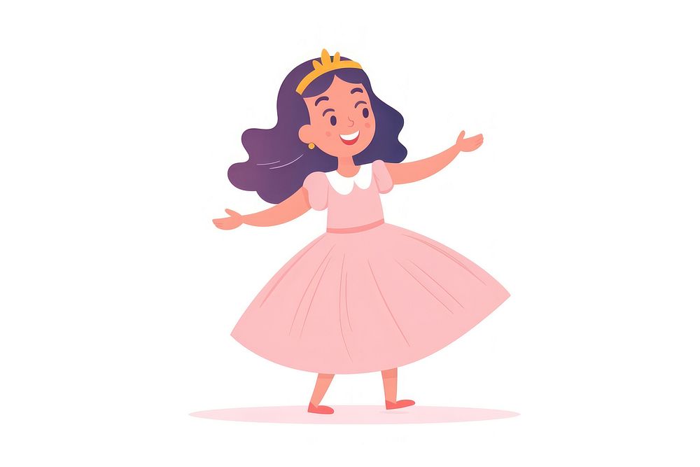 Princess dancing on pink dress cartoon celebration recreation. AI generated Image by rawpixel.
