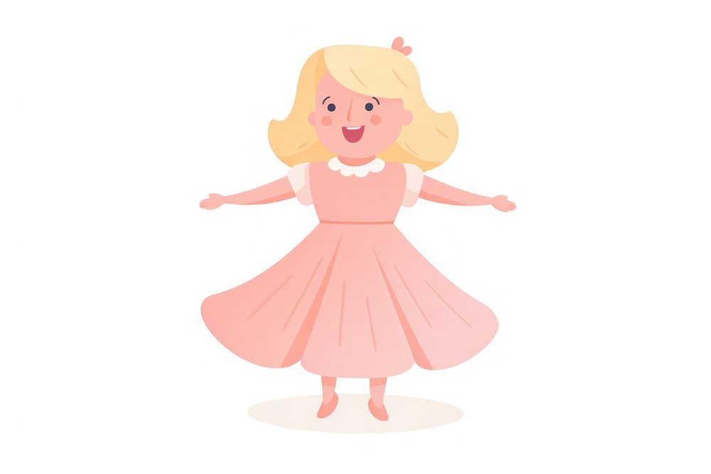  Princess dancing on pink dress cartoon cute representation. AI generated Image by rawpixel.