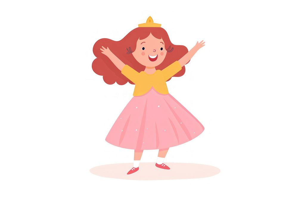  Princess dancing cartoon cute white background. AI generated Image by rawpixel.