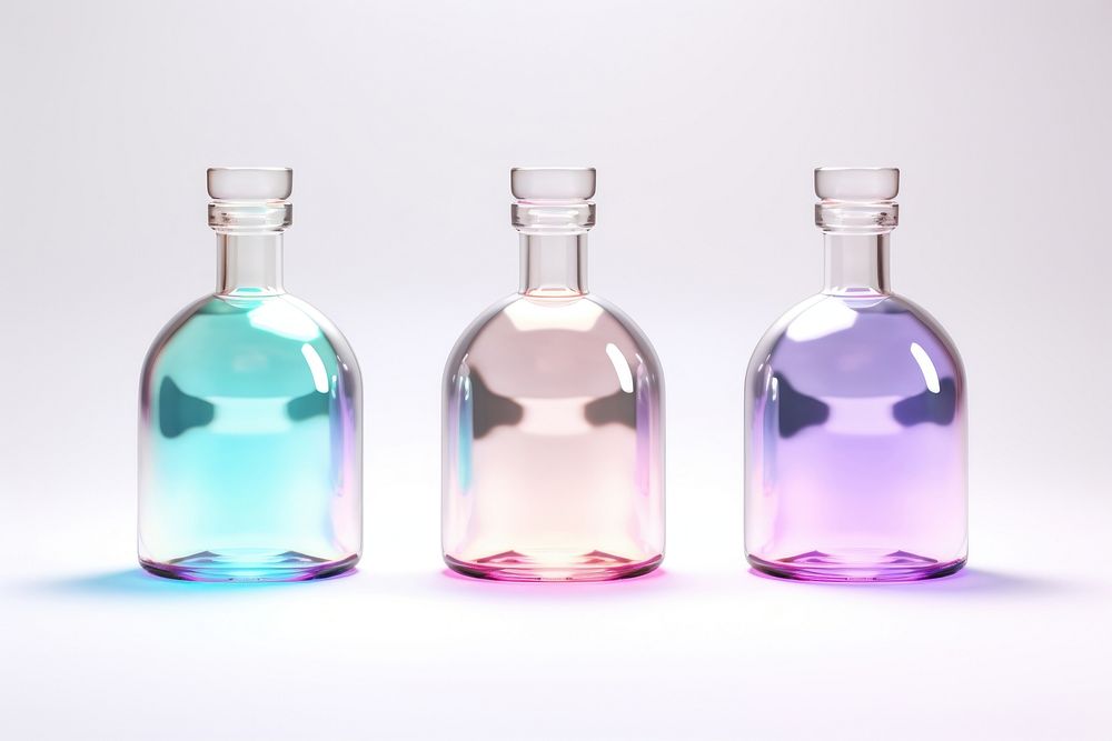 Bottle glass perfume white background.