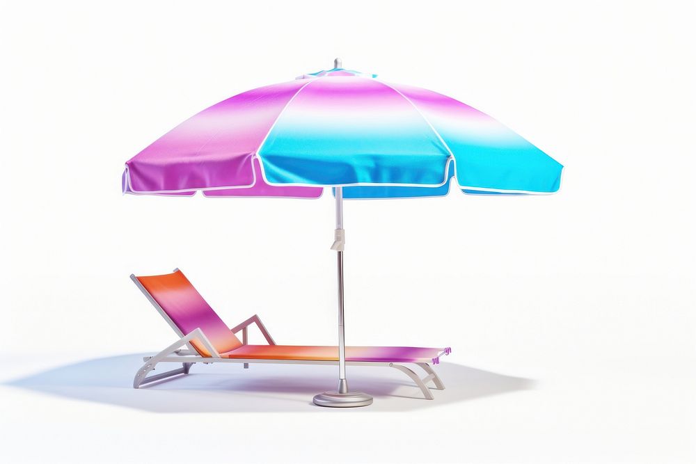 Beach mat with umbrella furniture chair white background.