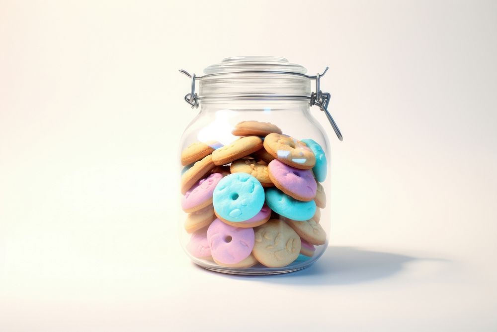Jar of cookies food white background confectionery.