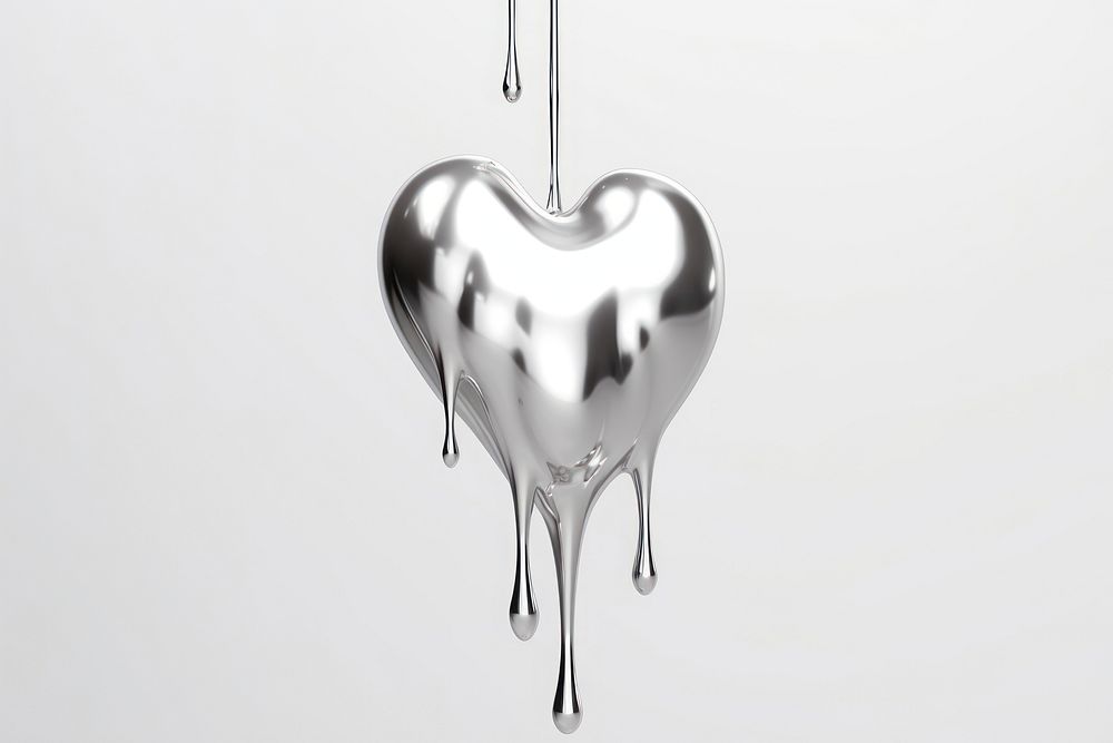 Heart dripping silver metal accessories.