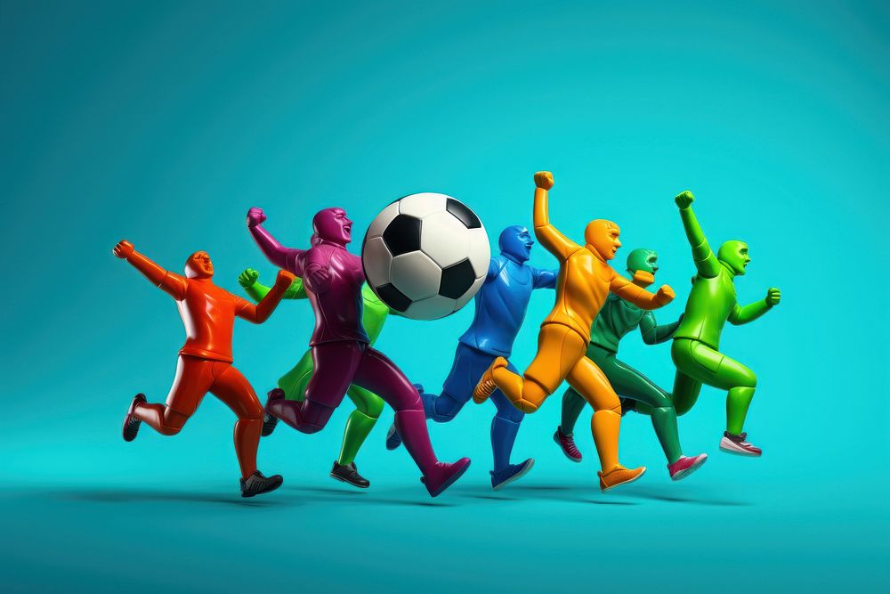 Cheerful football players celebrated victory teamwork sports art. AI generated Image by rawpixel.