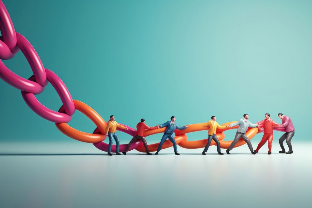 Group of men pulling line adult cooperation teamwork. AI generated Image by rawpixel.