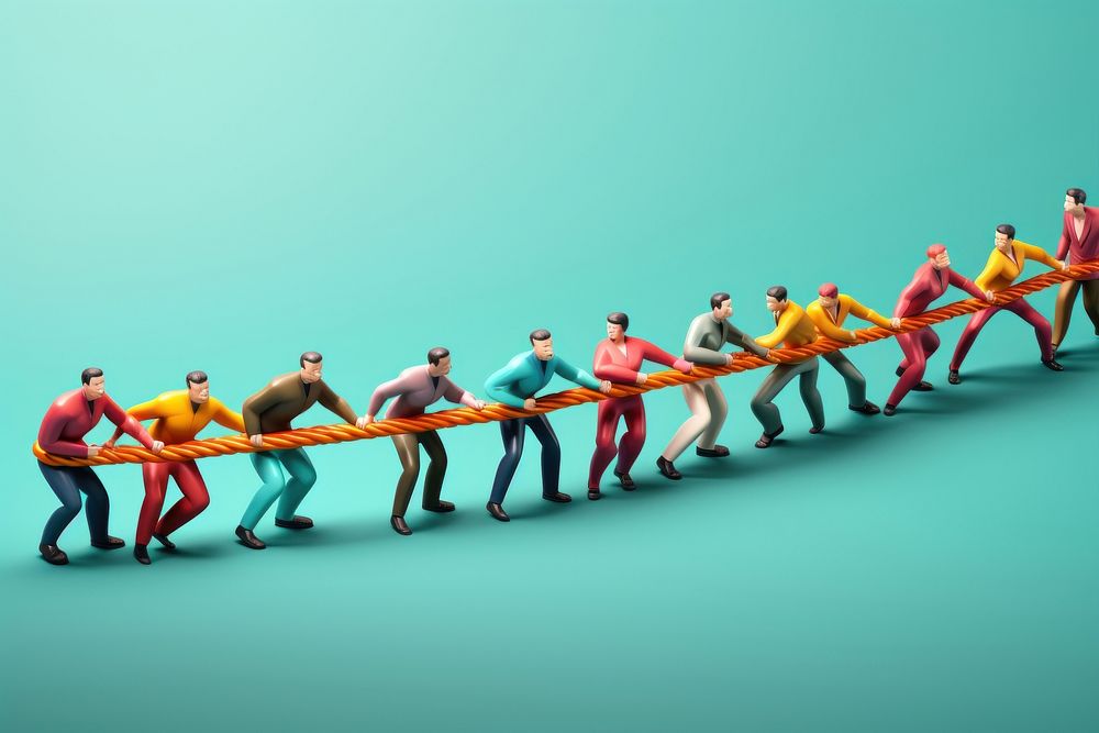 Group of men pulling line cartoon adult togetherness. AI generated Image by rawpixel.