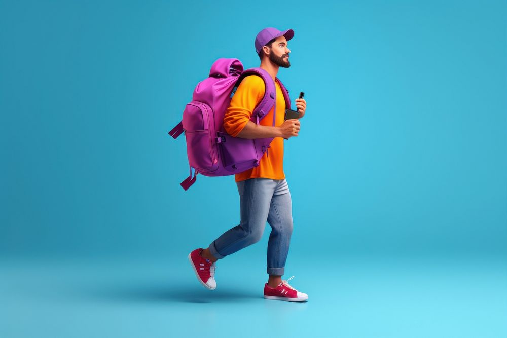 3 man carry one big backpack cartoon backpacking photography. AI generated Image by rawpixel.