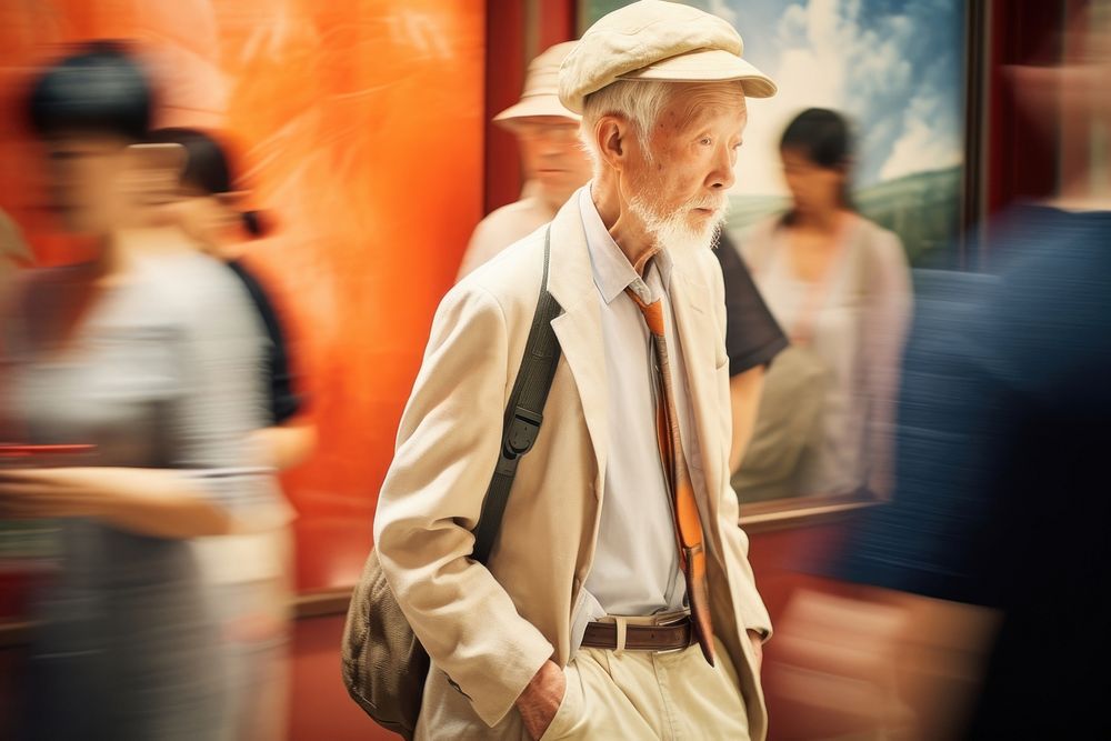 motion blur old man waiting Free Photo rawpixel