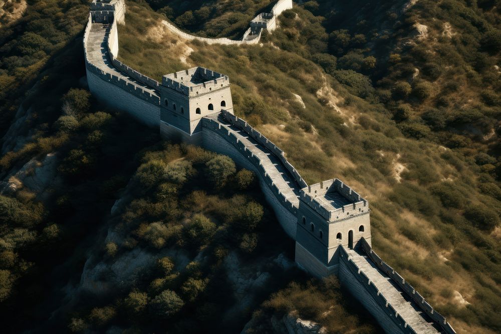 Great Wall of China architecture landscape building.