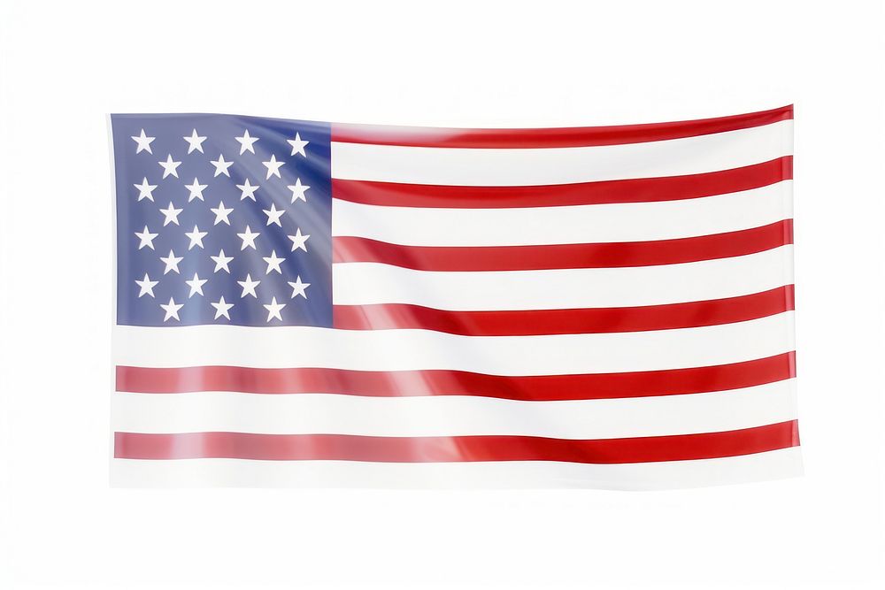 American flag white white background independence.