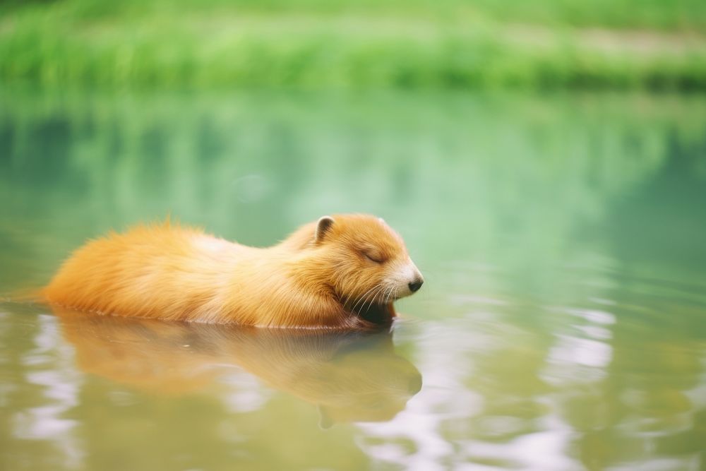 A beaver relaxing wildlife outdoors animal. AI generated Image by rawpixel.