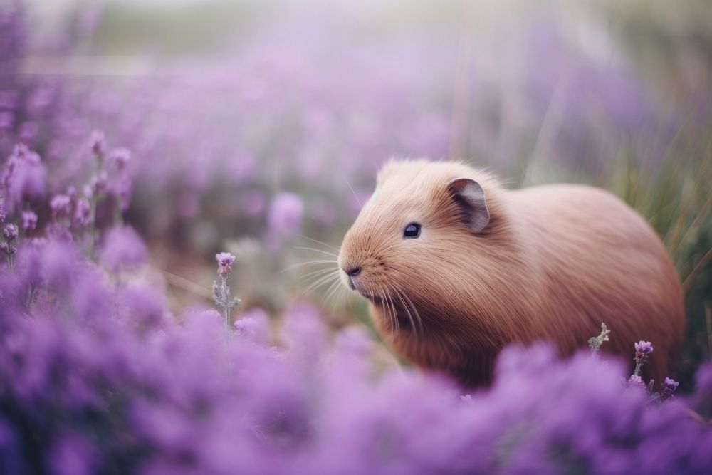 Guinea pig purple hamster mammal.