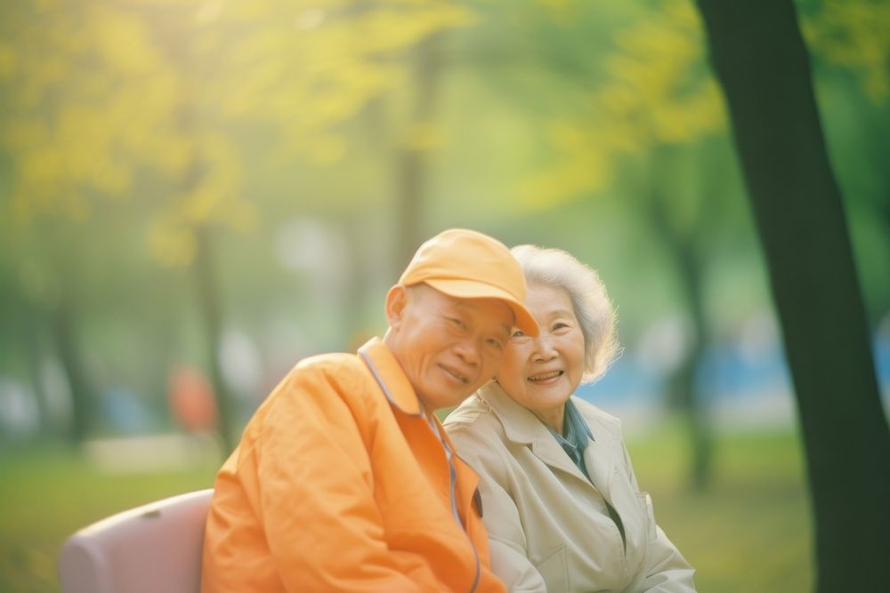 Elderly couple in park photography portrait adult. AI generated Image by rawpixel.
