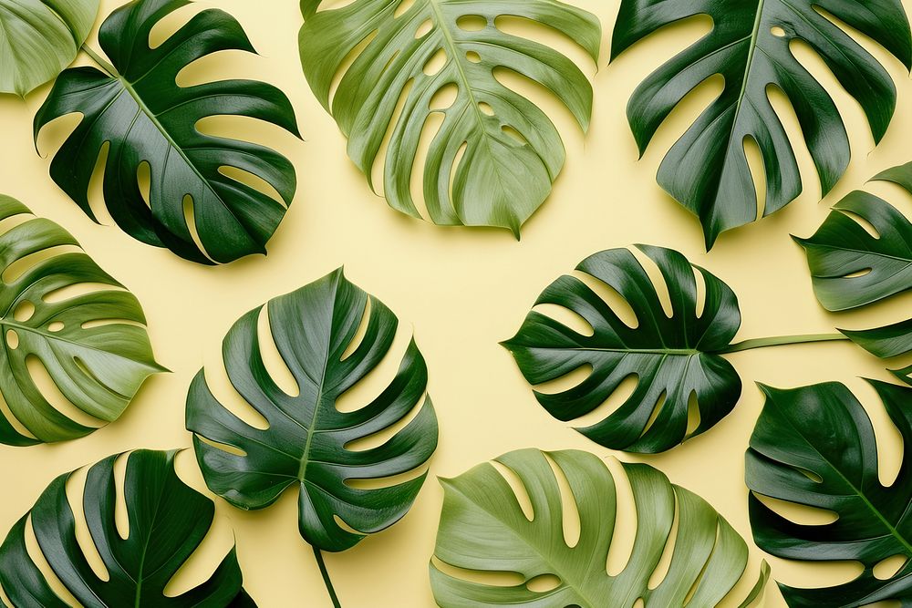 Isolated monstera leaves backgrounds plant green.