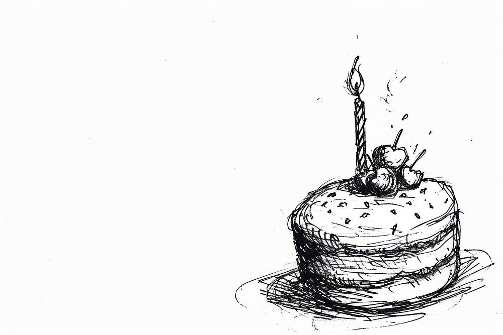 Drawing birthday dessert sketch.