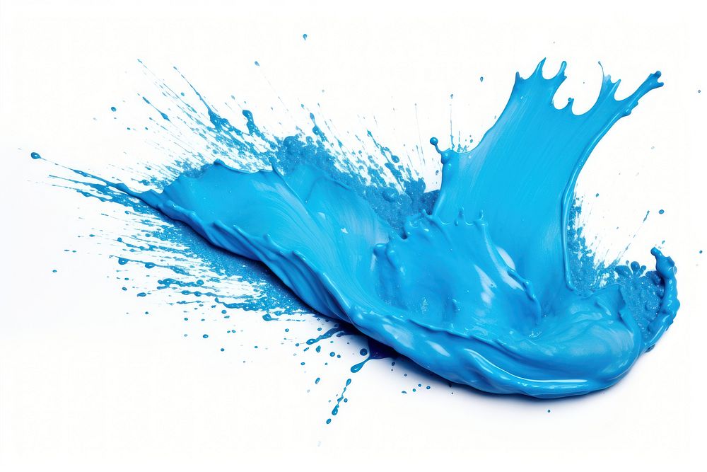 Splash blue paint white background splattered.