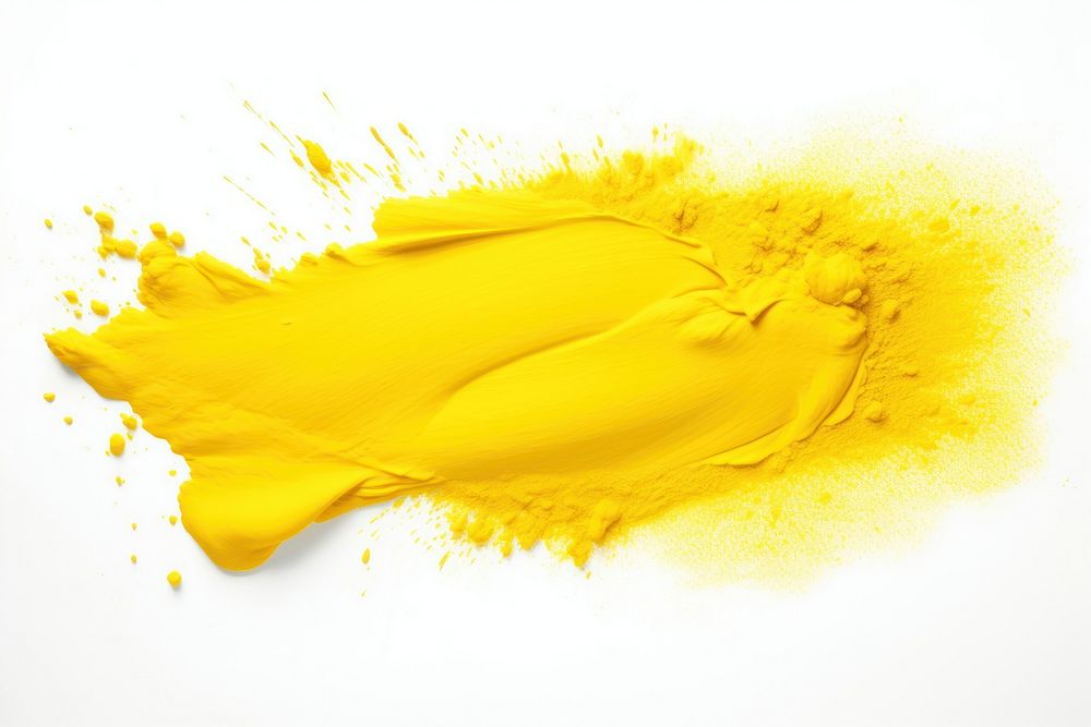 Splash yellow paint white background splattered.