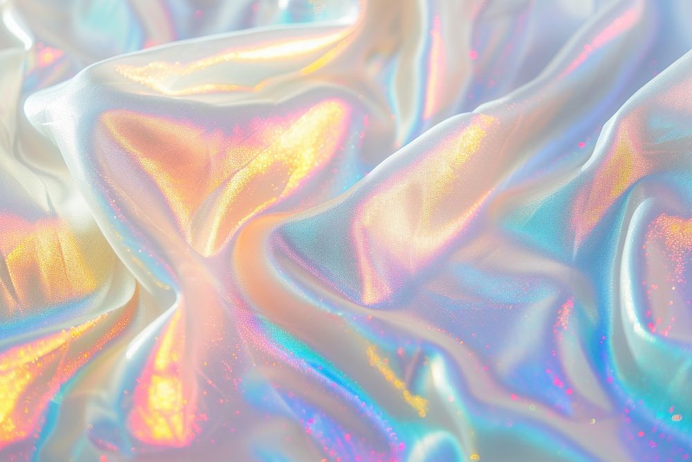 Holographic white fabric texture backgrounds rainbow refraction.