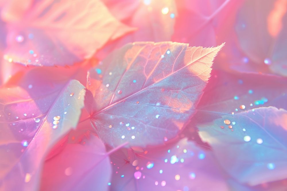 Holographic autumn leaves background backgrounds flower petal.