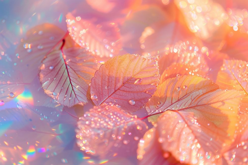 Holographic autumn leaves background backgrounds outdoors nature.