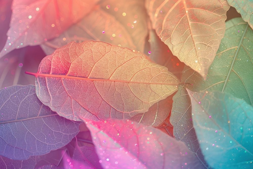 Holographic autumn leaves background backgrounds outdoors nature.