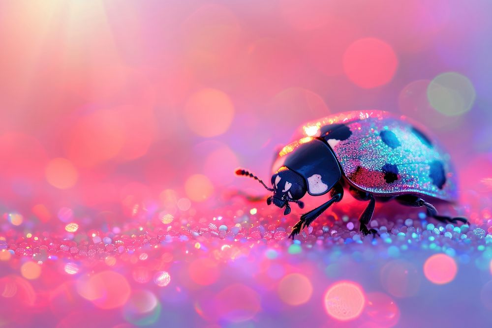 Holographic ladybug background animal insect invertebrate.