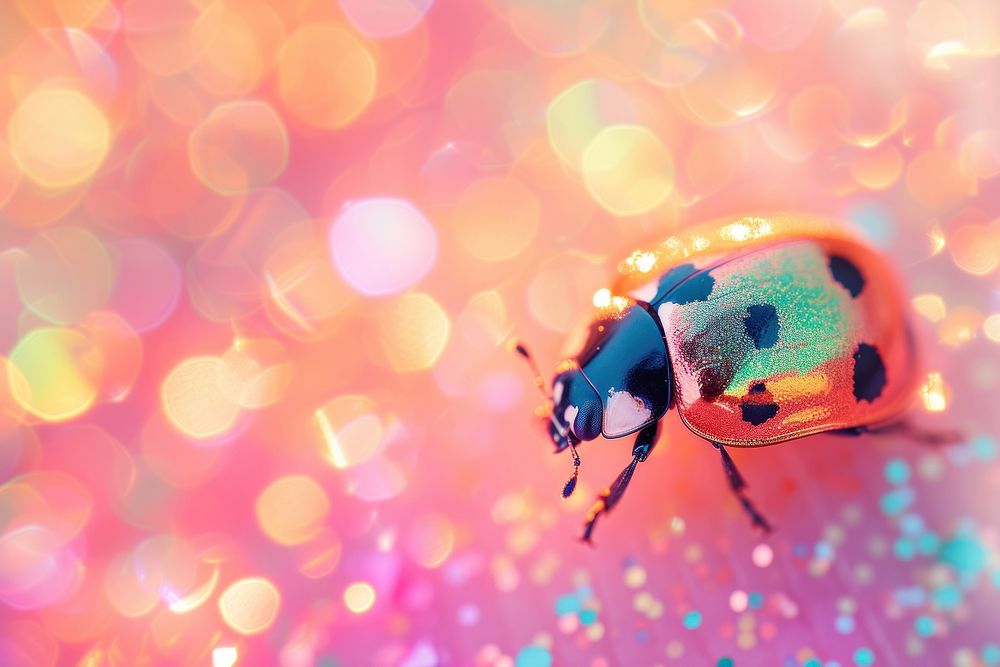 Holographic ladybug background animal insect invertebrate.