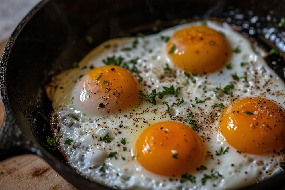 Eggs in a cast food breakfast vegetable.