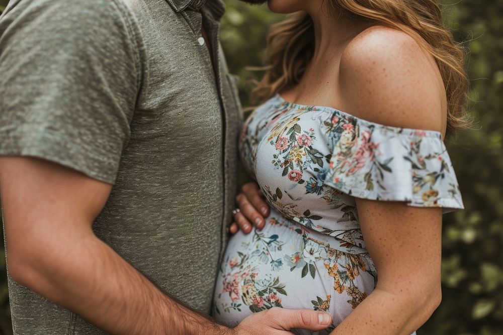 Husband kissing baby bump adult dress togetherness. AI generated Image by rawpixel.