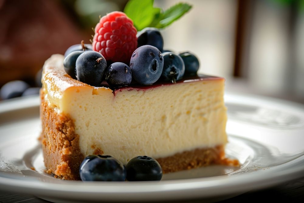 Extreme close up of cheesecake food dessert cream.