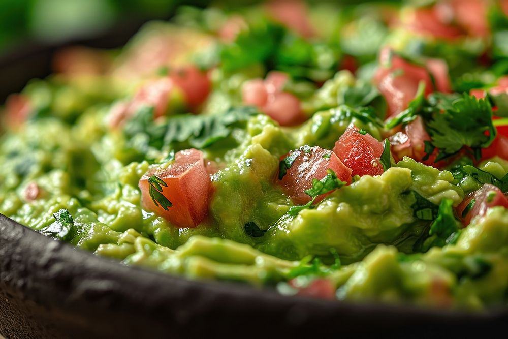 Extreme close up of guacamole food vegetable freshness.