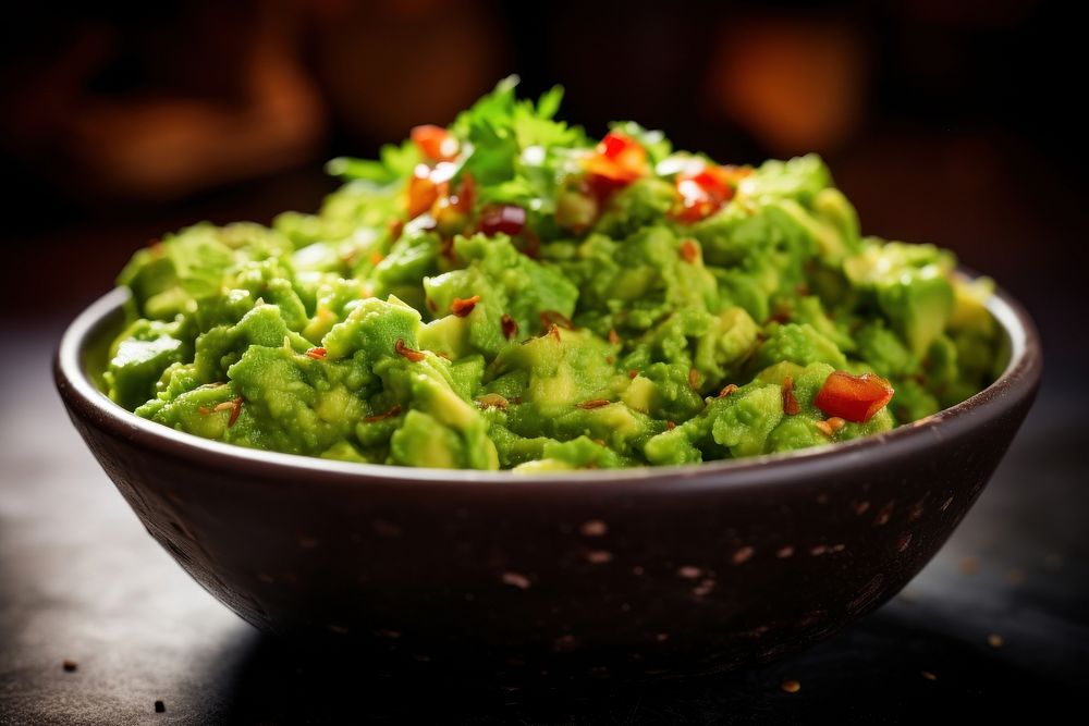 Extreme close up of Guacamole guacamole food vegetable.