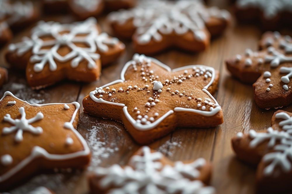 Extreme close up of gingerbread food dessert biscuit.