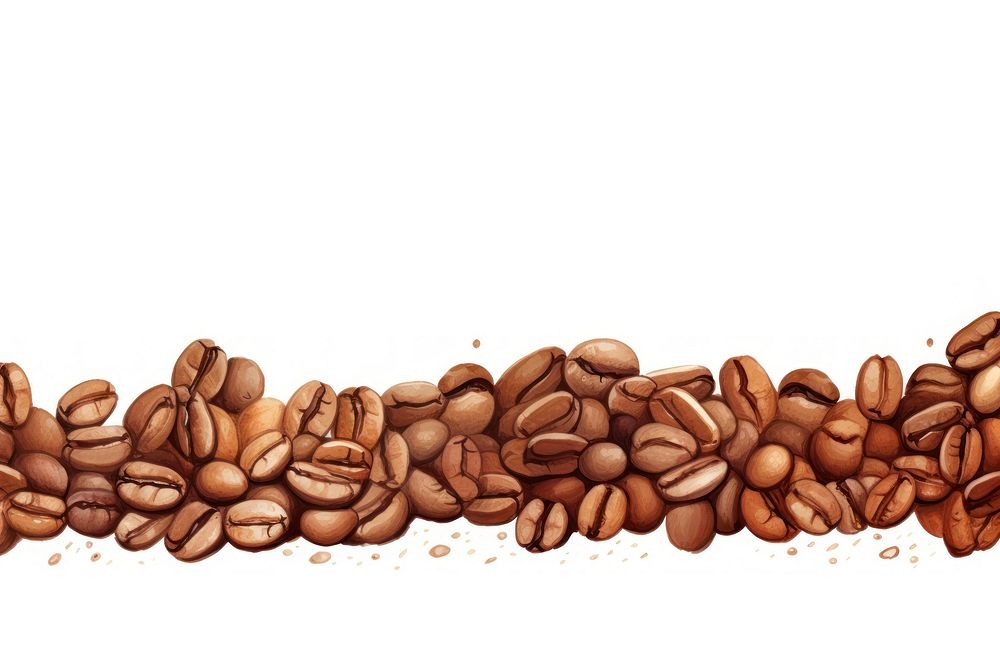 Coffee beans white background refreshment copy space.