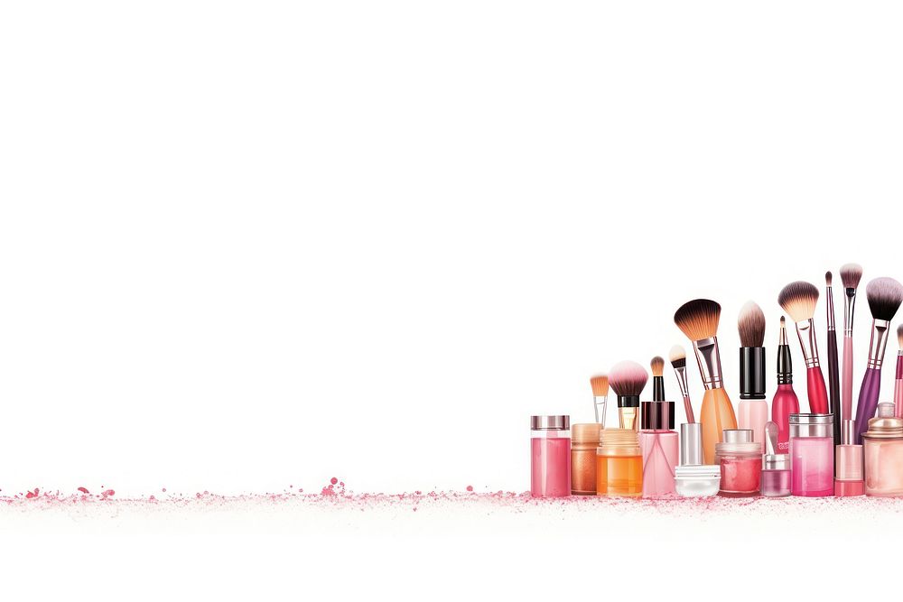 Cosmetics lipstick brush white background.