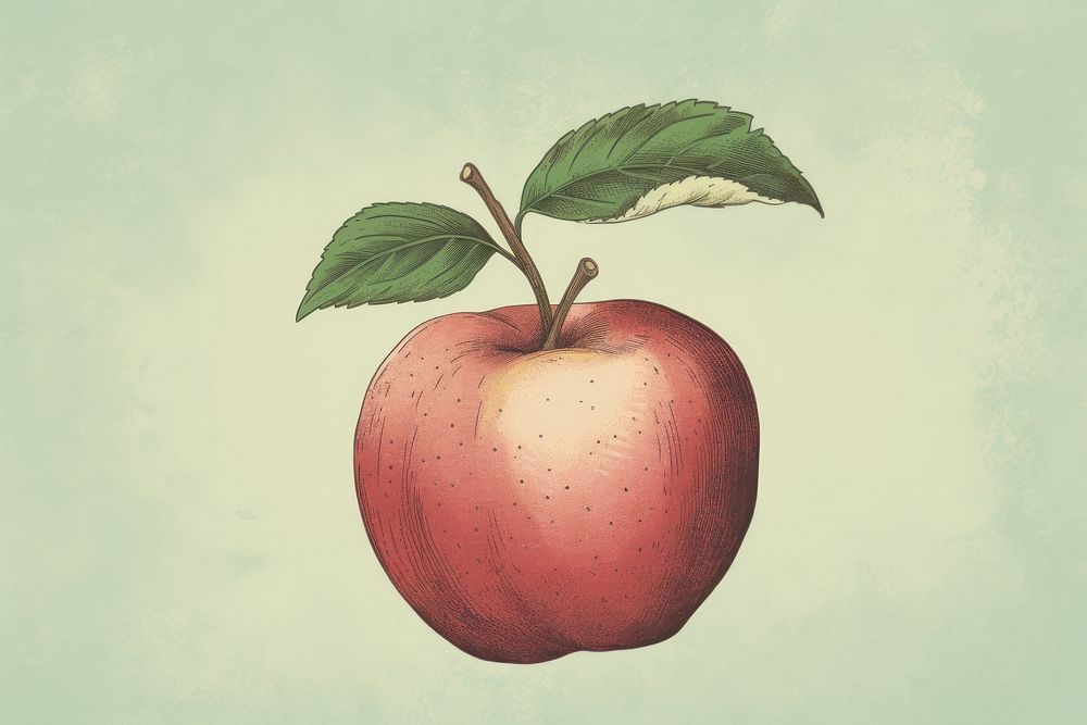 Illustration of apple painting fruit plant.