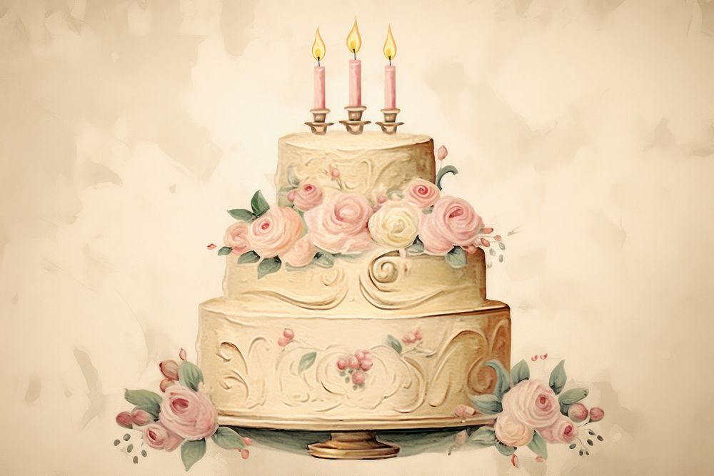 Illustration of birthday cake dessert food celebration.