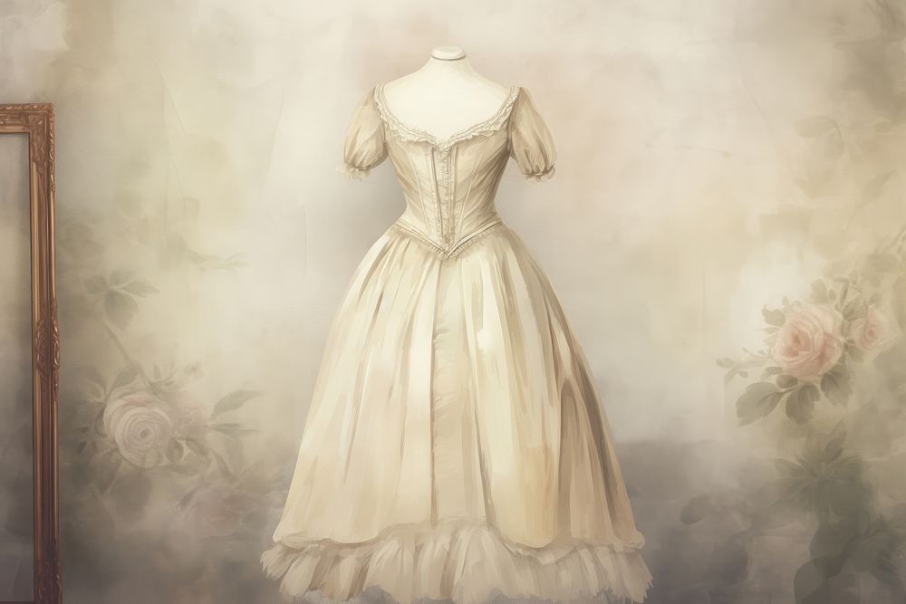Dress on mannequin painting fashion wedding.
