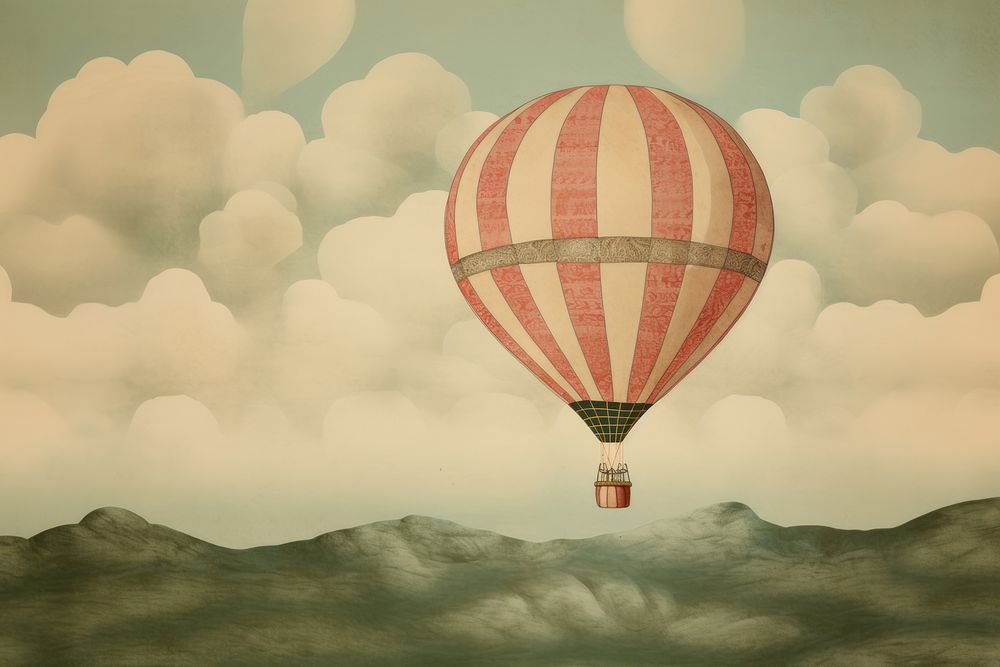 Illustration of hot air balloon aircraft vehicle transportation.
