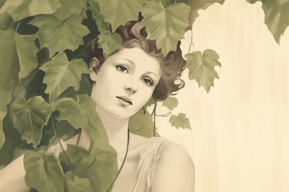 Illustration of Ivy portrait painting sketch.