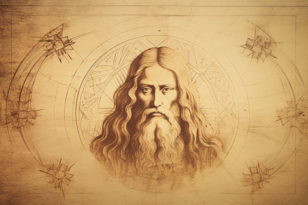 Illustration of Leonardo da vinci art painting drawing.