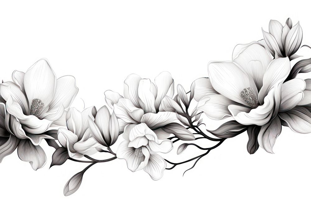 Magnolia drawing flower sketch.